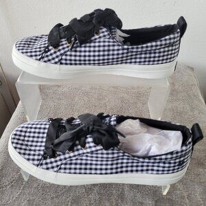 NWT - Sperry Top Sider Tennis Shoes Black/White Gingham Satin Laces (Size: 6.5)